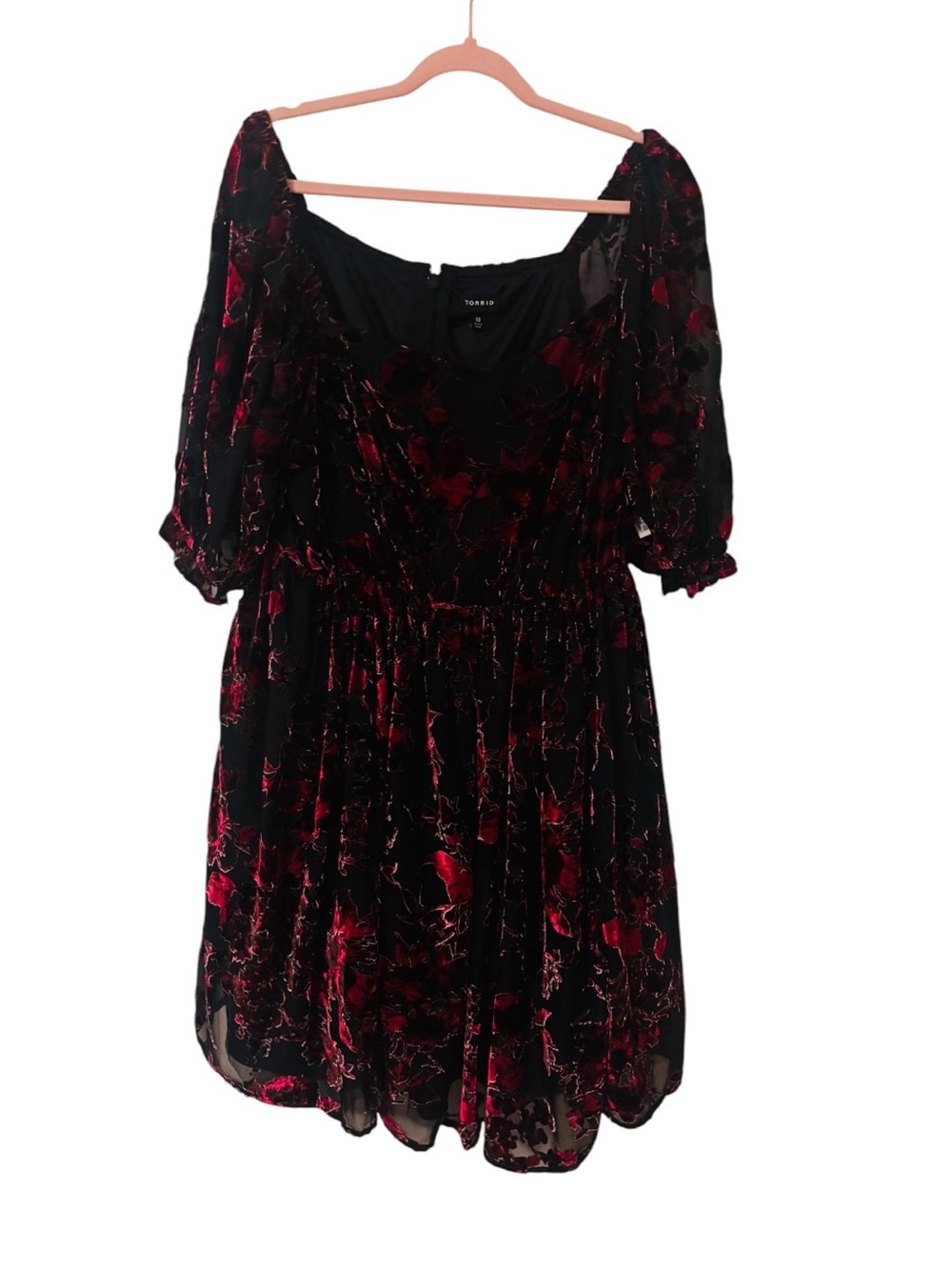 torrid Black and Red Velvet Floral Mini Dress